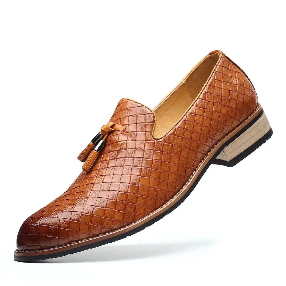 Vintage Patterned Vegan Leather Loafers for Men - mrbonnystore - mrbonnystore - 1005004131427308 - Yellow - Brown - US 7 (EUR 40) - #product_title# - Vintage Patterned Vegan Leather Loafers for Men - My Store - #store_name# - #Category# - #Product Name#