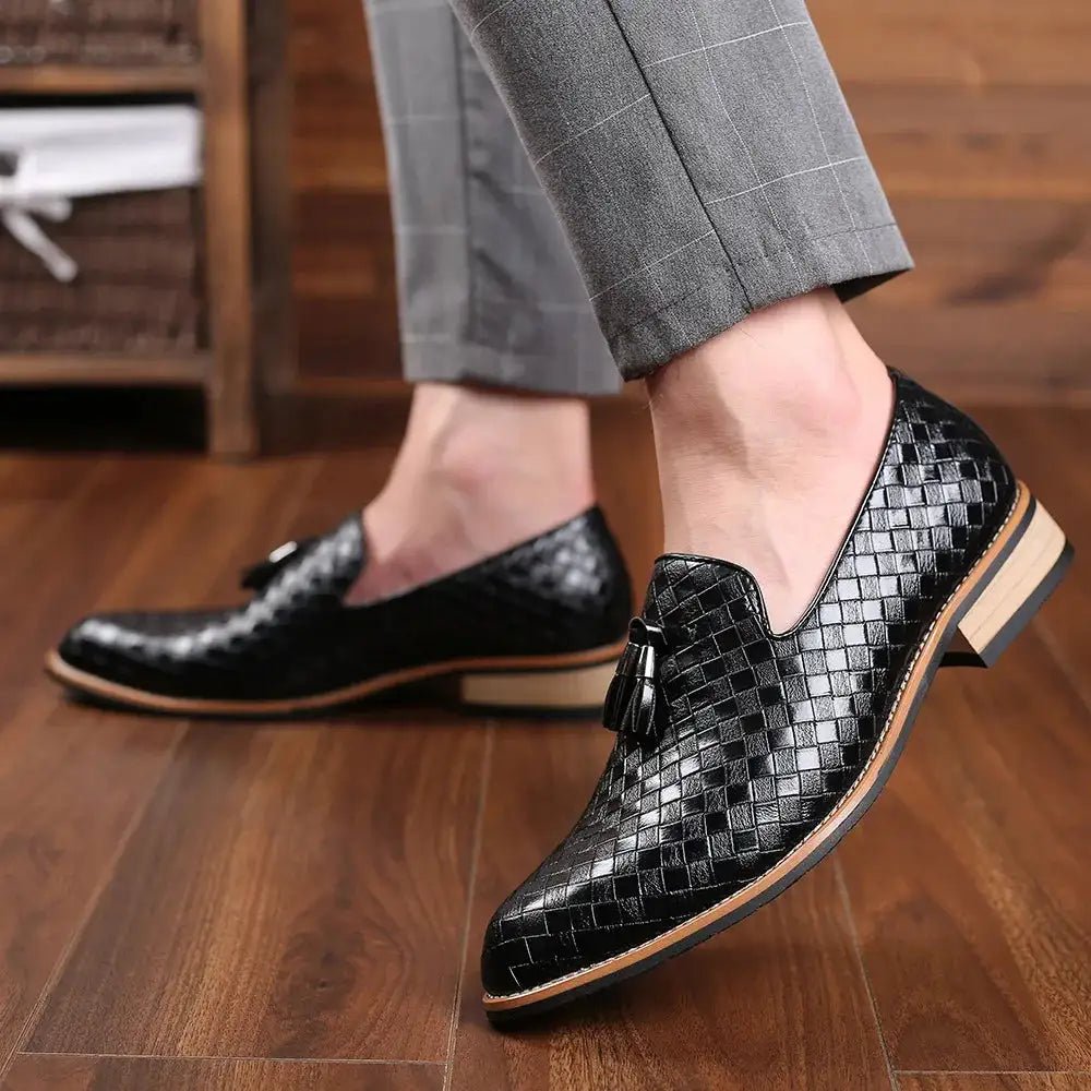 Vintage Patterned Vegan Leather Loafers for Men - mrbonnystore - mrbonnystore - 1005004131427308 - Yellow - Brown - US 8.5 (EUR 42) - #product_title# - Vintage Patterned Vegan Leather Loafers for Men - My Store - #store_name# - #Category# - #Product Name#