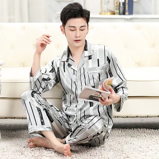 Men's Designer Ice Silk Pajama Set - mrbonnystore - mrbonnystore - 819589_GTUVX0E - #product_title# - Men's Designer Ice Silk Pajama Set - #store_name# - #Category# - #Product Name#