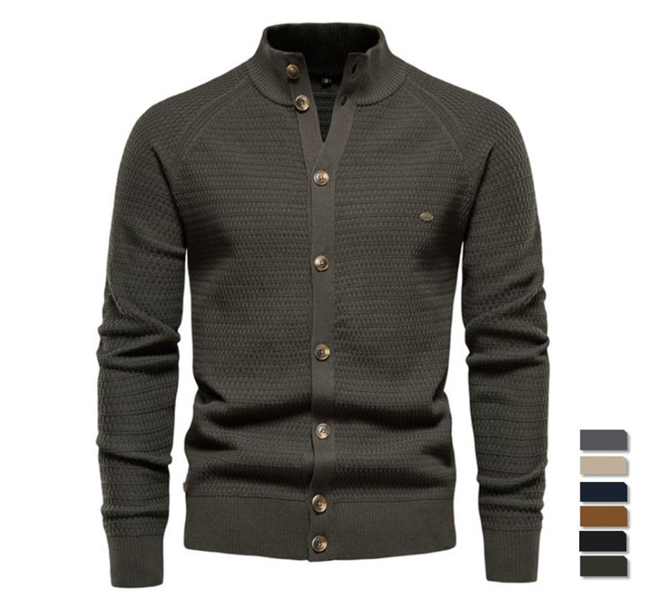 Button Mock Neck Men's Cardigan - mrbonnystore - My Store - BLACK - S - #product_title# - Button Mock Neck Men's Cardigan - My Store - #store_name# - #Category# - #Product Name#