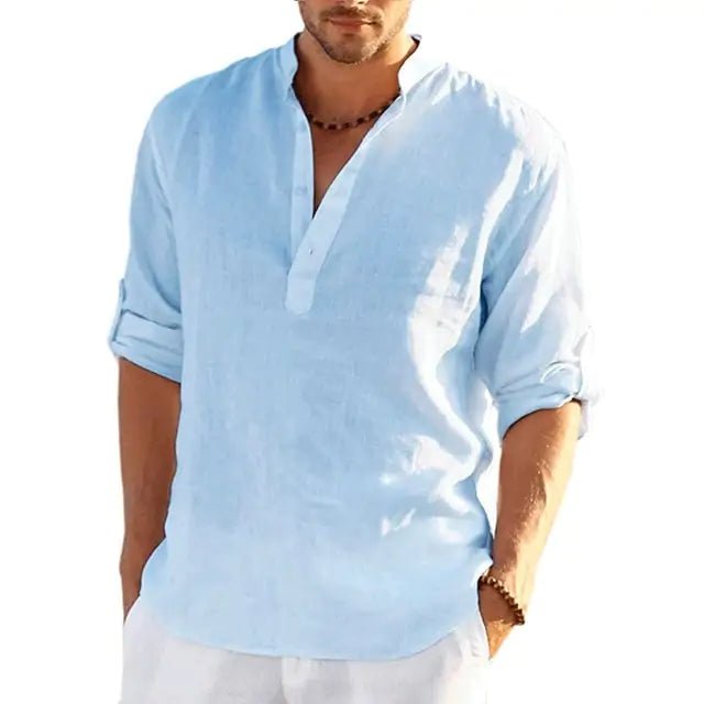 Men's Linen Long Sleeve Shirt - mrbonnystore - mrbonnystore - 799296_MXSXI3H - #product_title# - Men's Linen Long Sleeve Shirt - #store_name# - #Category# - #Product Name#