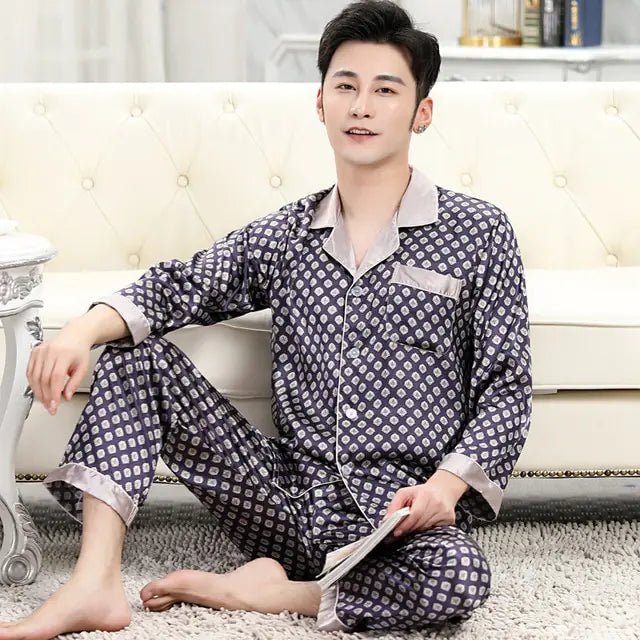 Men's Designer Ice Silk Pajama Set - mrbonnystore - mrbonnystore - 819589_ADL4DTX - #product_title# - Men's Designer Ice Silk Pajama Set - #store_name# - #Category# - #Product Name#