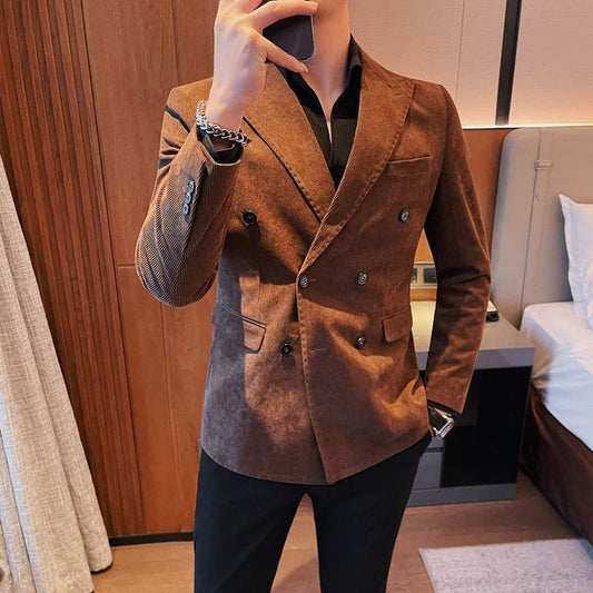 Men's Double - Breasted Corduroy Suit Jacket - mrbonnystore - mrbonnystore - L7S100BOZ - #product_title# - Men's Double - Breasted Corduroy Suit Jacket - My Store - #store_name# - #Category# - #Product Name#