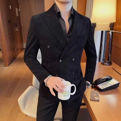 Men's Double - Breasted Corduroy Suit Jacket - mrbonnystore - mrbonnystore - YHHPCUS94 - #product_title# - Men's Double - Breasted Corduroy Suit Jacket - My Store - #store_name# - #Category# - #Product Name#