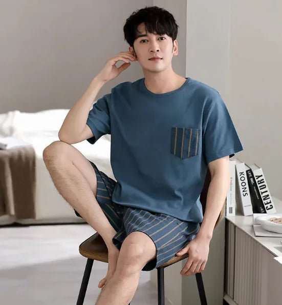 Pajamas Men's Summer Cotton Short Sleeve Shorts Suit - mrbonnystore - mrbonnystore - VA1HI8QN3 - #product_title# - Pajamas Men's Summer Cotton Short Sleeve Shorts Suit - My Store - #store_name# - #Category# - #Product Name#