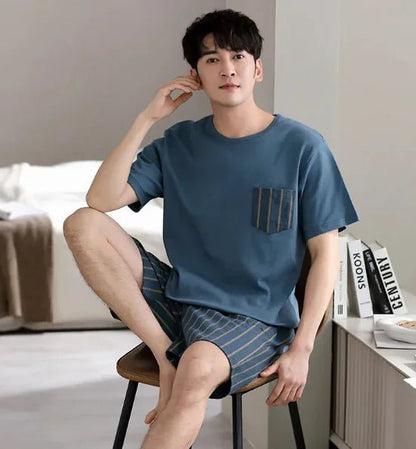 Pajamas Men's Summer Cotton Short Sleeve Shorts Suit - mrbonnystore - mrbonnystore - VA1HI8QN3 - #product_title# - Pajamas Men's Summer Cotton Short Sleeve Shorts Suit - My Store - #store_name# - #Category# - #Product Name#