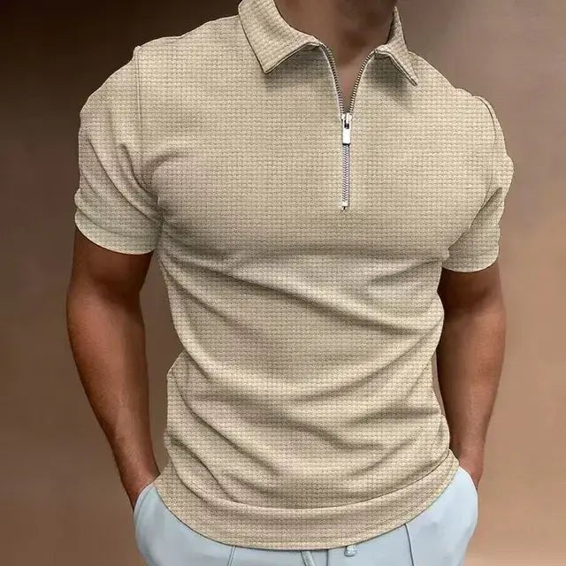 Summer New Men's Zipper Waffle Polo Shirt Short Sleeve Waffle - mrbonnystore - My Store - 1527609_6PDO53P - #product_title# - Summer New Men's Zipper Waffle Polo Shirt Short Sleeve Waffle - My Store - #store_name# - #Category# - #Product Name#