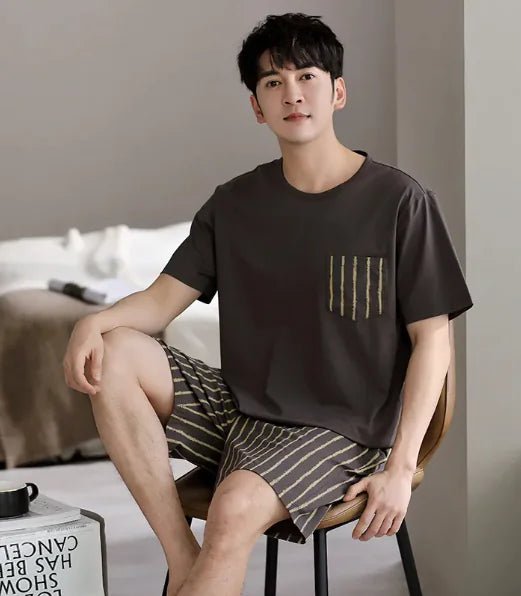 Pajamas Men's Summer Cotton Short Sleeve Shorts Suit - mrbonnystore - mrbonnystore - N4AY9EOOT - #product_title# - Pajamas Men's Summer Cotton Short Sleeve Shorts Suit - My Store - #store_name# - #Category# - #Product Name#