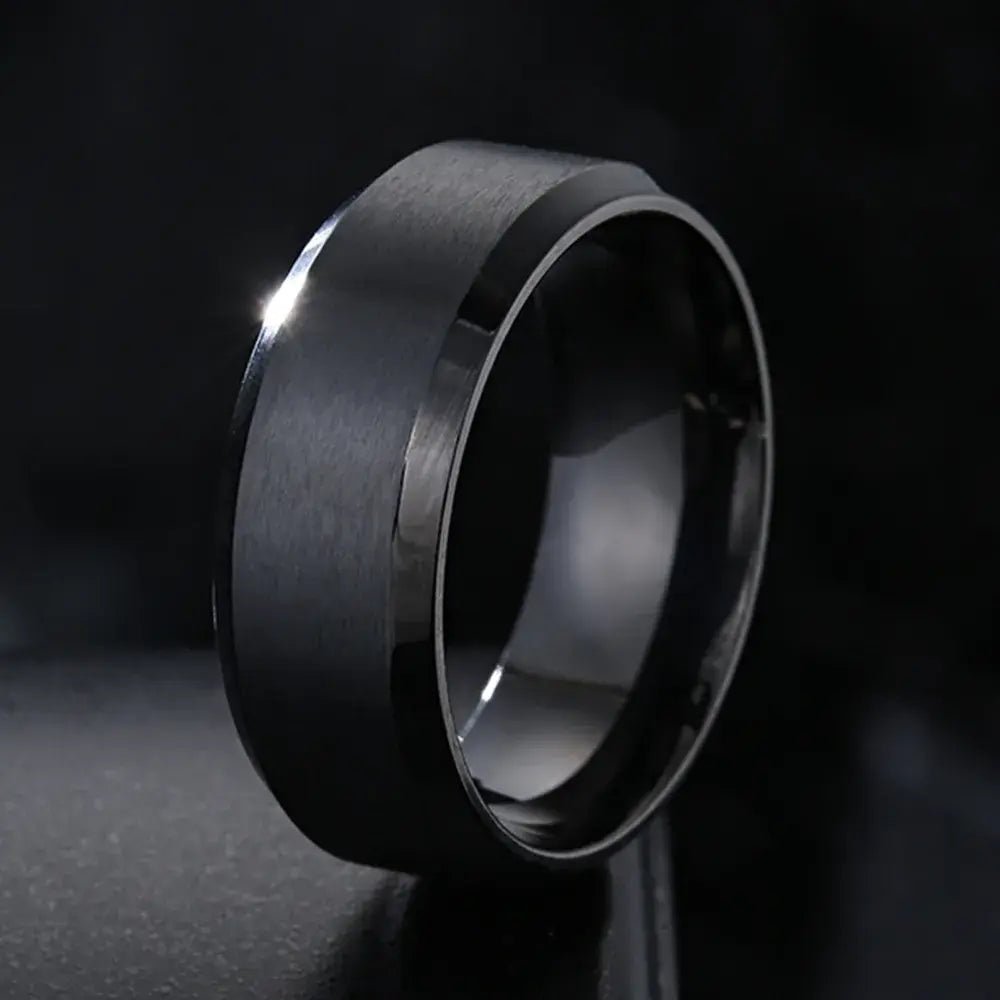 Men's Black Silver Groove Ring - mrbonnystore - mrbonnystore - 1523530_HRMZJOR - #product_title# - Men's Black Silver Groove Ring - My Store - #store_name# - #Category# - #Product Name#