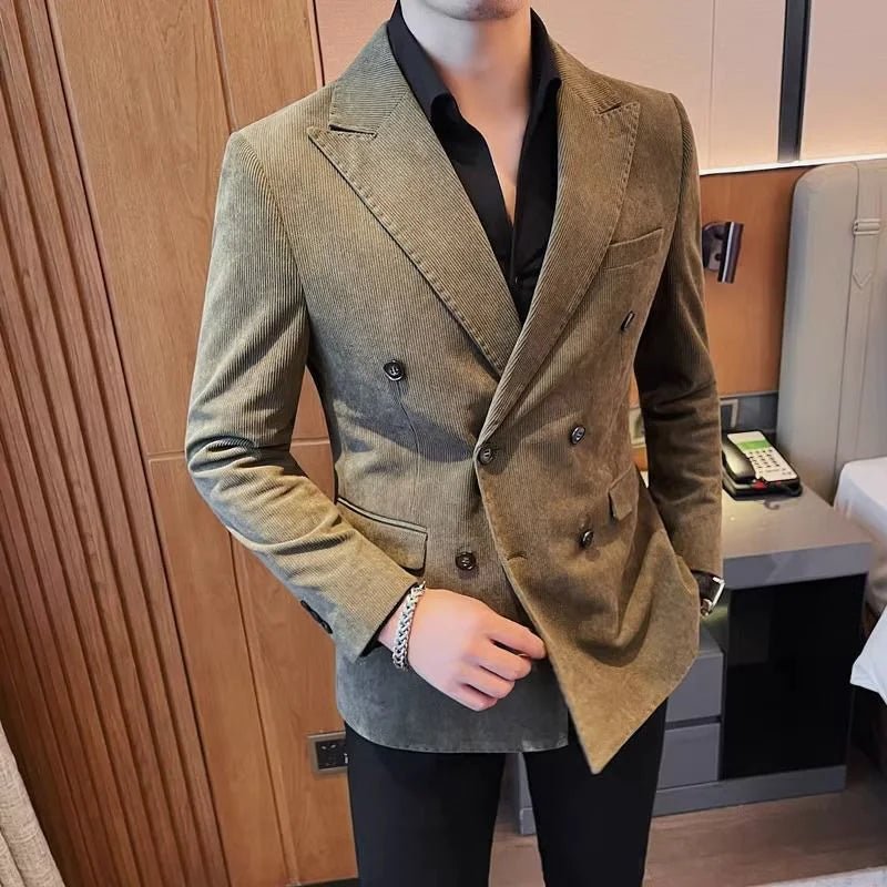 Men's Double - Breasted Corduroy Suit Jacket - mrbonnystore - mrbonnystore - GITNV0NVK - #product_title# - Men's Double - Breasted Corduroy Suit Jacket - My Store - #store_name# - #Category# - #Product Name#