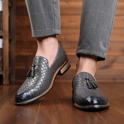 Vintage Patterned Vegan Leather Loafers for Men - mrbonnystore - mrbonnystore - 1005004131427308 - Gray - US 11 (EUR 45) - #product_title# - Vintage Patterned Vegan Leather Loafers for Men - My Store - #store_name# - #Category# - #Product Name#