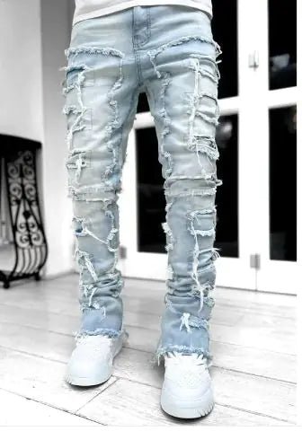 Men's Ripped Stacked Jeans - mrbonnystore - mrbonnystore - 2P4X87M - #product_title# - Men's Ripped Stacked Jeans - My Store - #store_name# - #Category# - #Product Name#