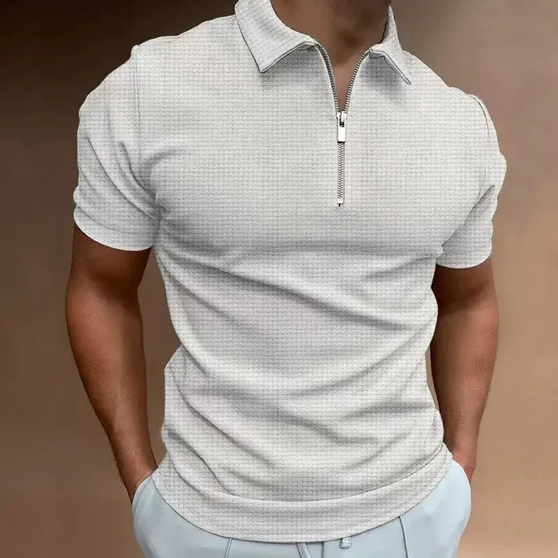 Summer New Men's Zipper Waffle Polo Shirt Short Sleeve Waffle - mrbonnystore - My Store - 1527609_6PDO53P - #product_title# - Summer New Men's Zipper Waffle Polo Shirt Short Sleeve Waffle - My Store - #store_name# - #Category# - #Product Name#