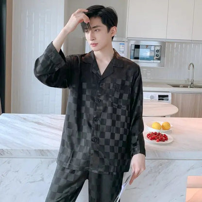 Men's Designer Ice Silk Pajama Set - mrbonnystore - mrbonnystore - 819589_KTMLIGM - #product_title# - Men's Designer Ice Silk Pajama Set - #store_name# - #Category# - #Product Name#