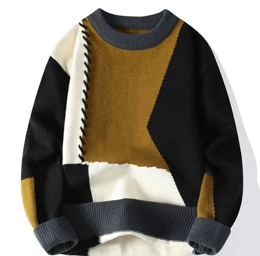 Vintage Men's Color Block Knit Sweater - mrbonnystore - mrbonnystore - AHEH0DLYU - #product_title# - Vintage Men's Color Block Knit Sweater - My Store - #store_name# - #Category# - #Product Name#